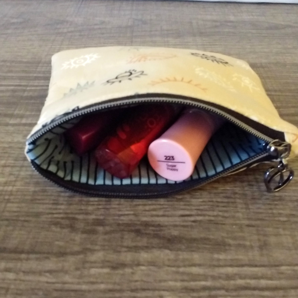Beige Eye Print Card Pouch