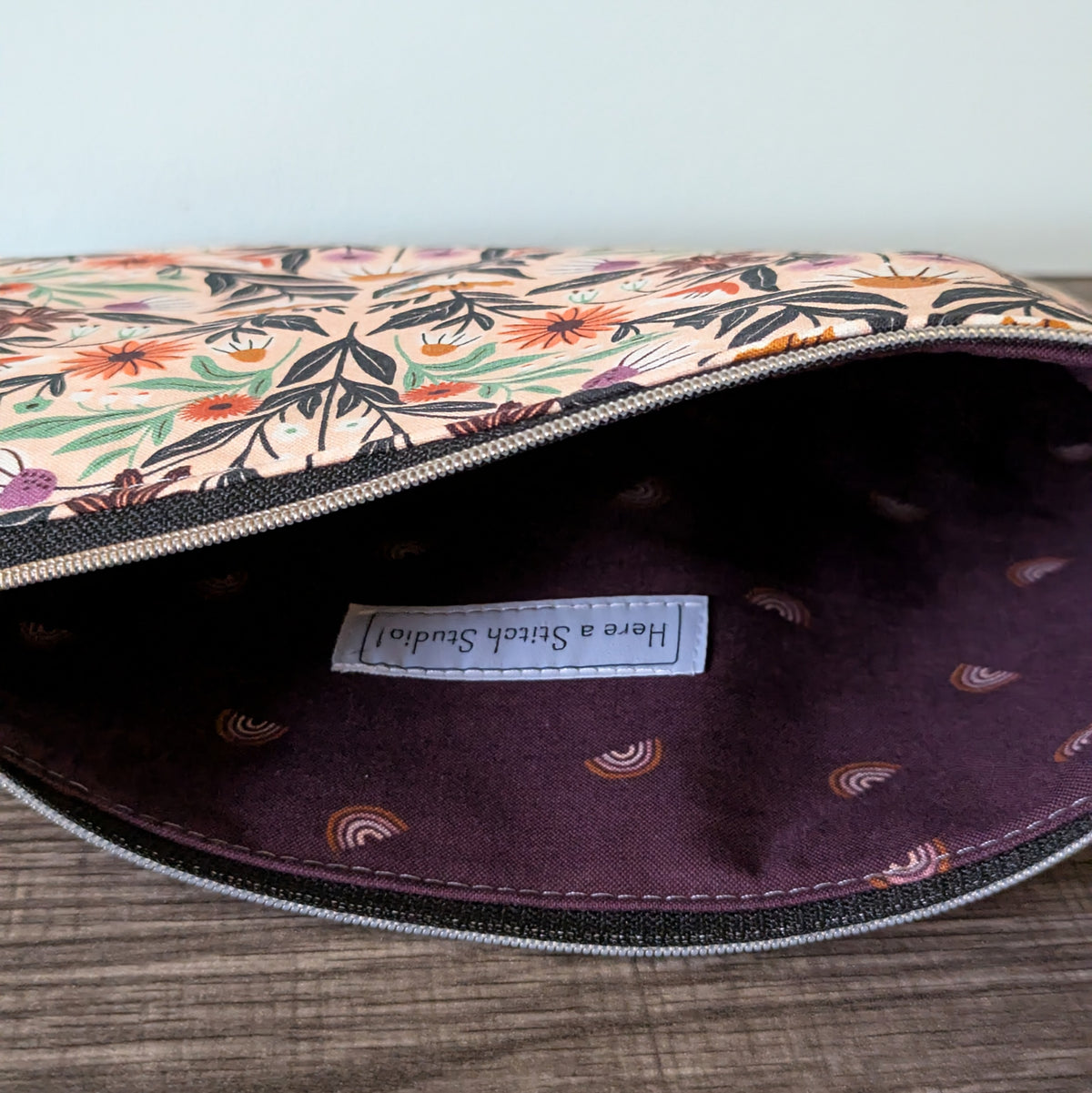 Modern Wildflower Cotton Zipper Pouch