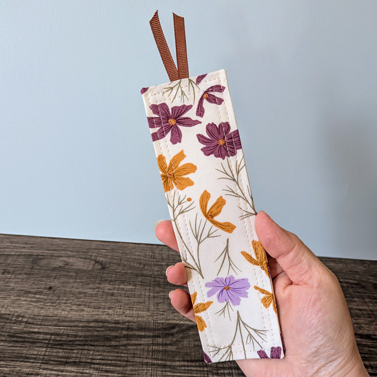 Purple Orange Floral Cotton Bookmark