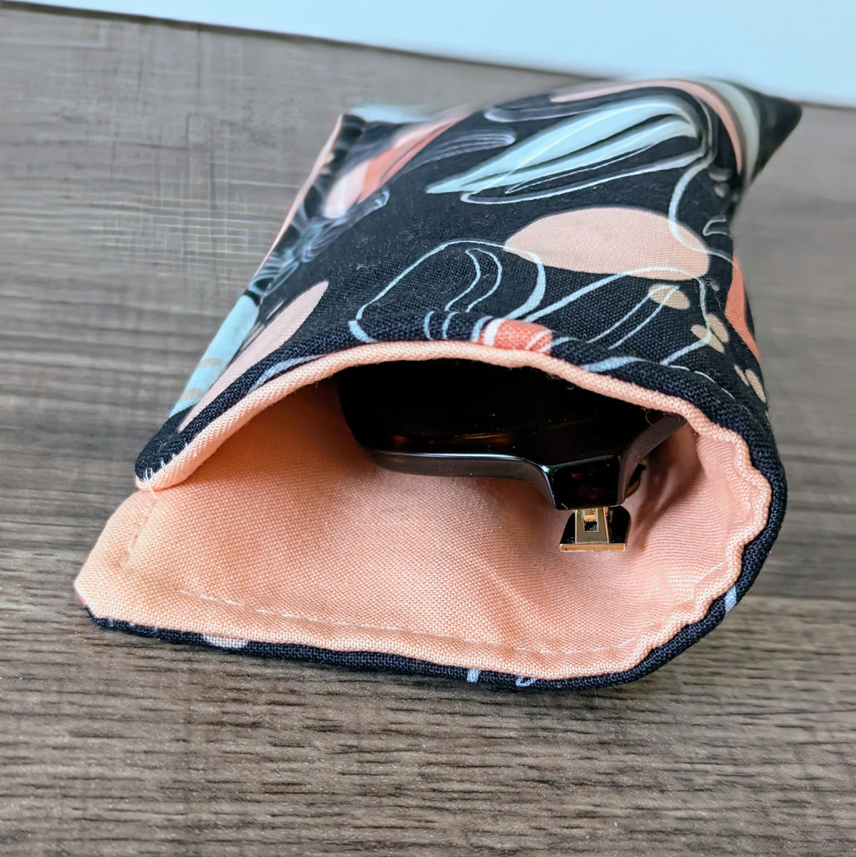 Dark Blue Palm Leaf Eyeglass Pouch