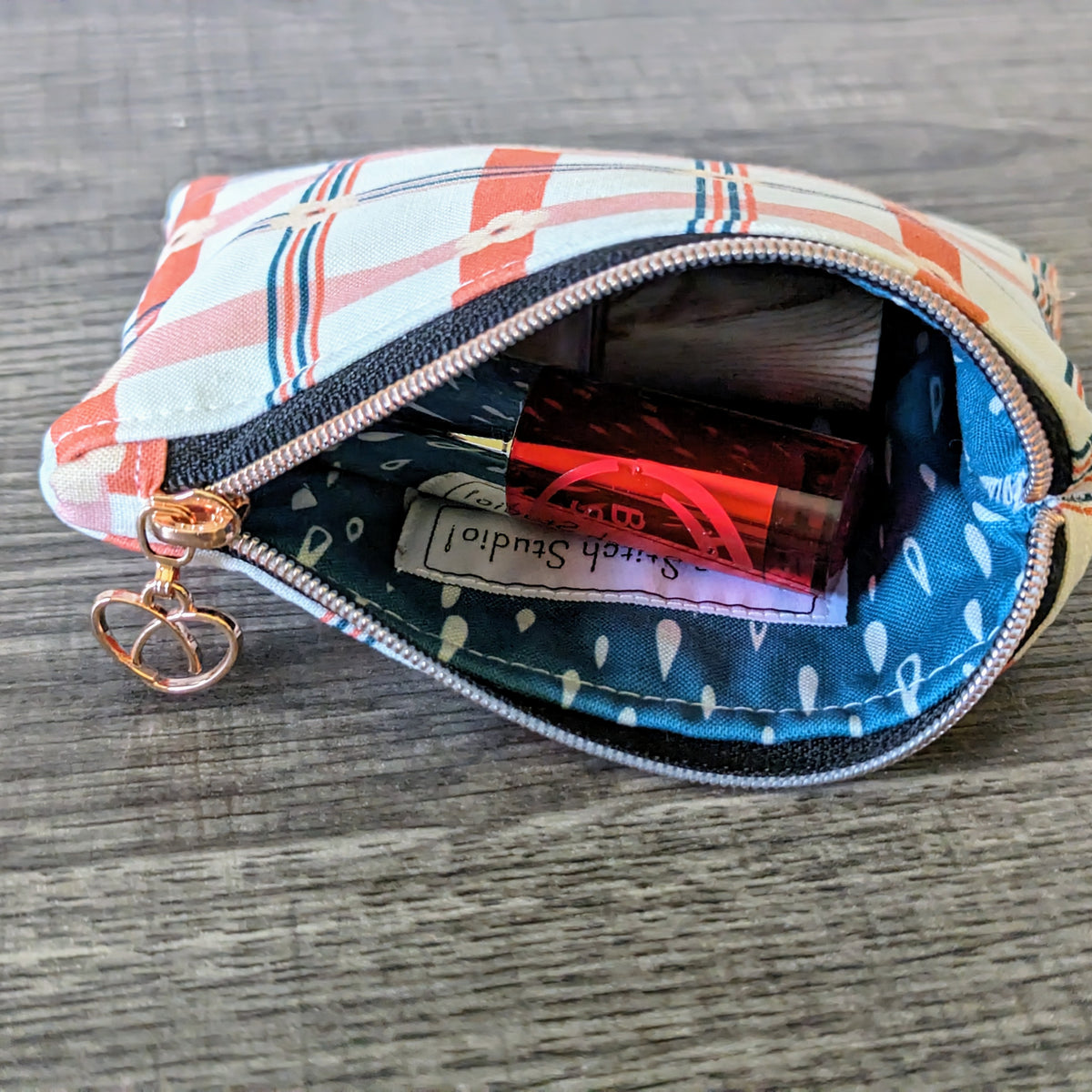 Plaid Floral Card Pouch