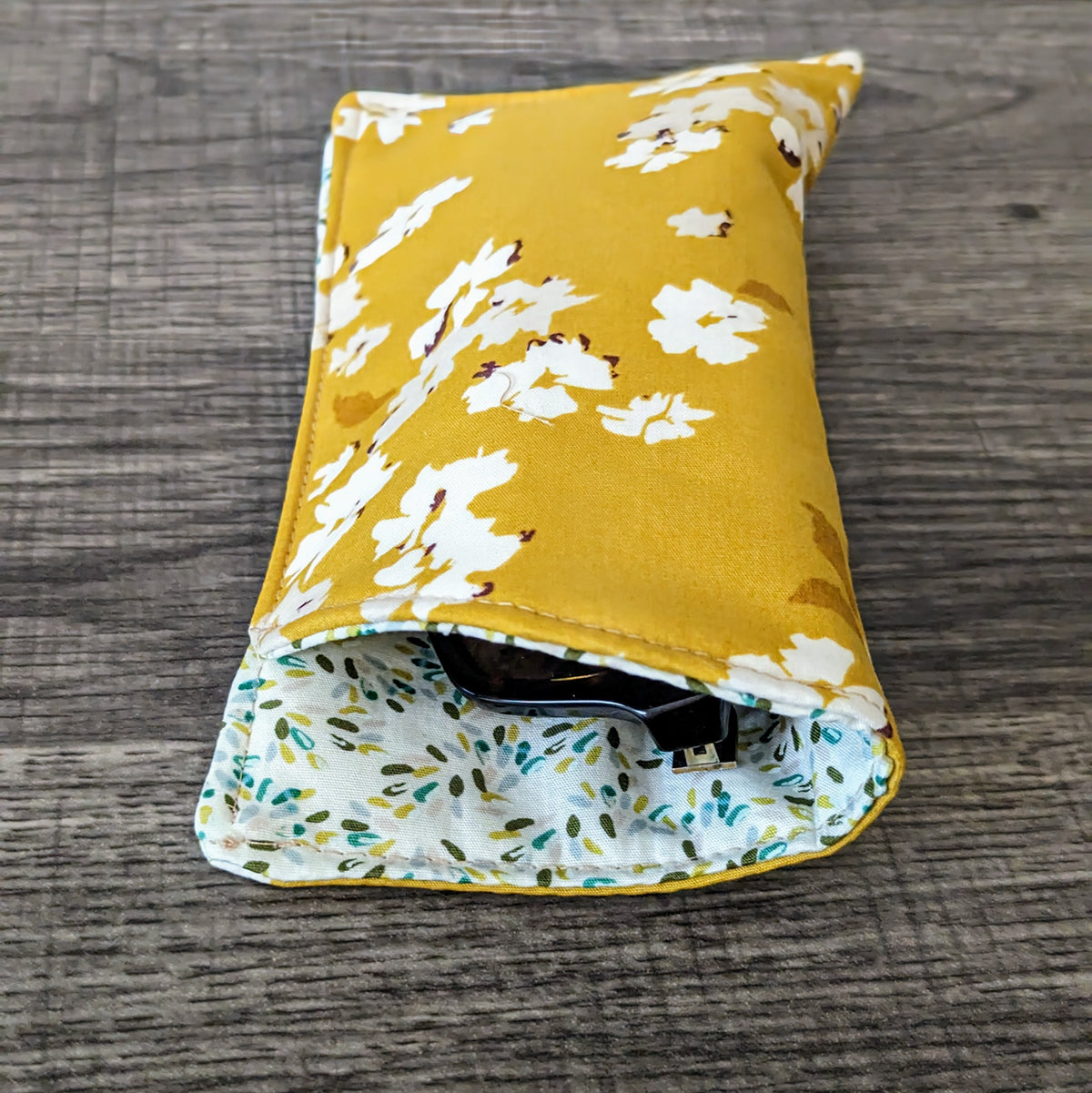 Yellow Floral Eyeglass Pouch
