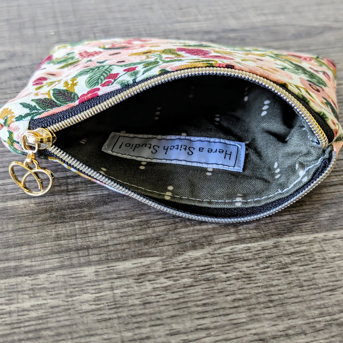 Garden Party Rose Cotton Zipper Pouch