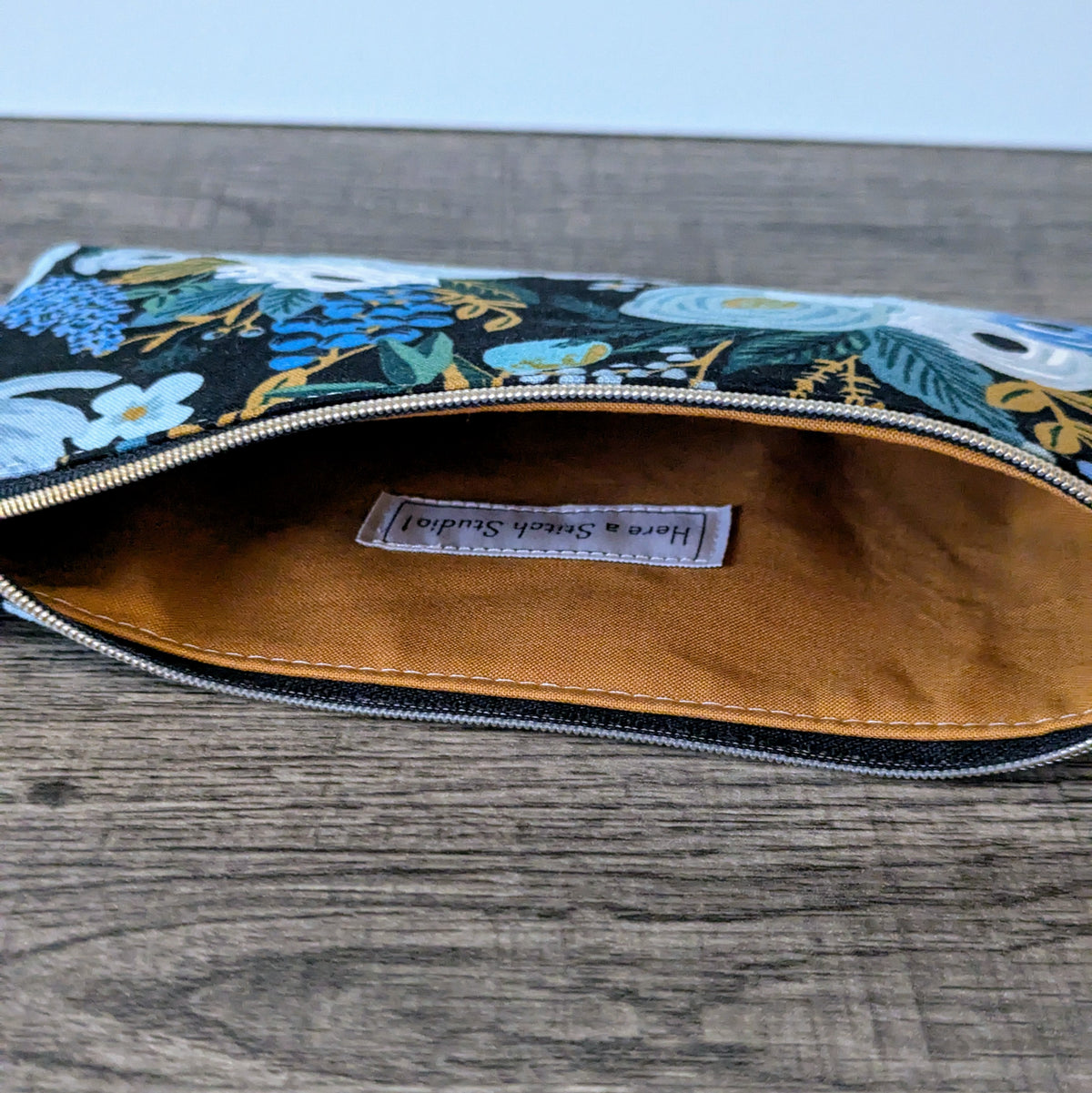 Dark Blue Floral Card Pouch