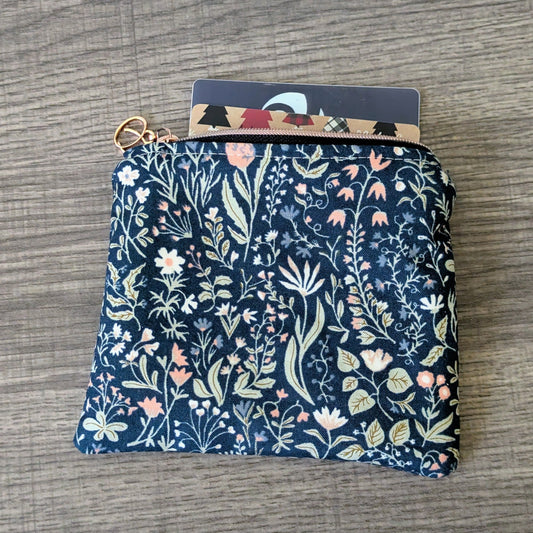 Navy Meadow Floral Card Pouch