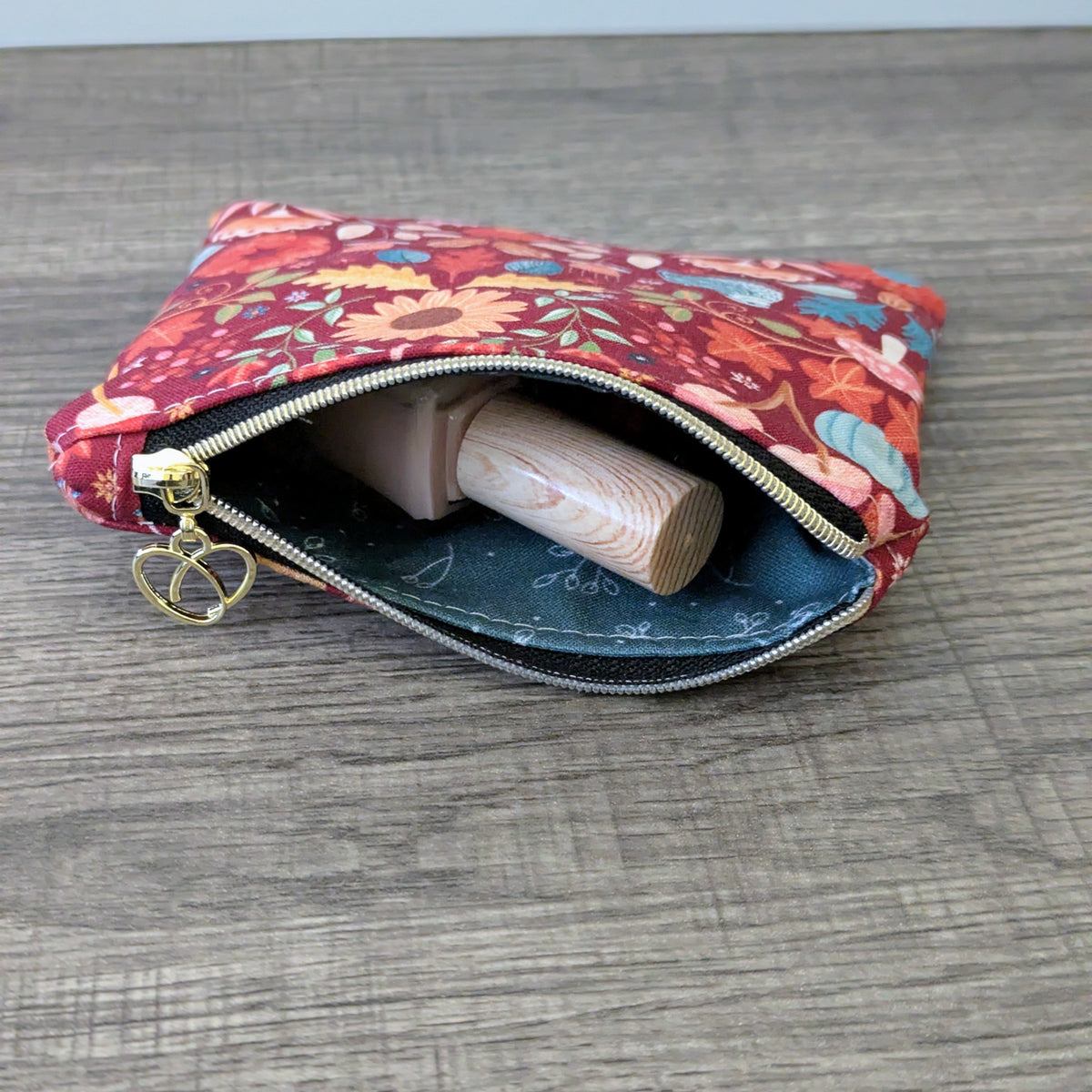 Red Mushroom & Sunflower Card Pouch