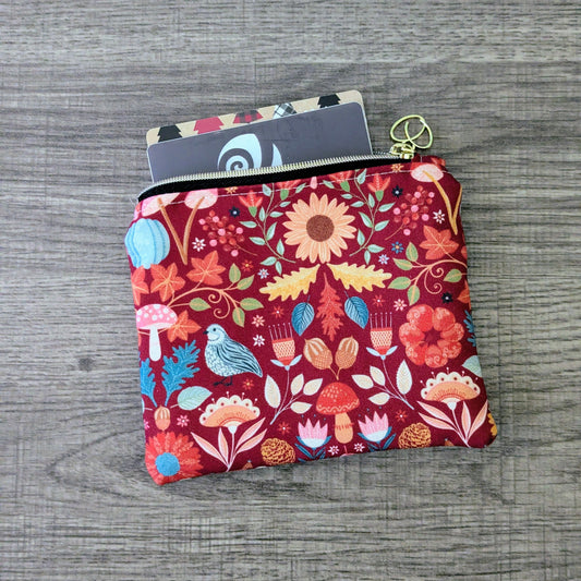 Red Mushroom & Sunflower Card Pouch