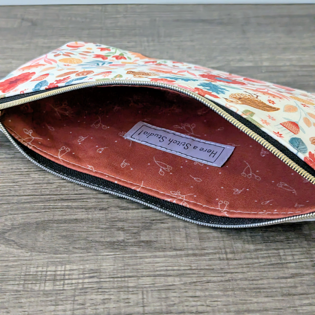 White Mushroom & Sunflower Card Pouch