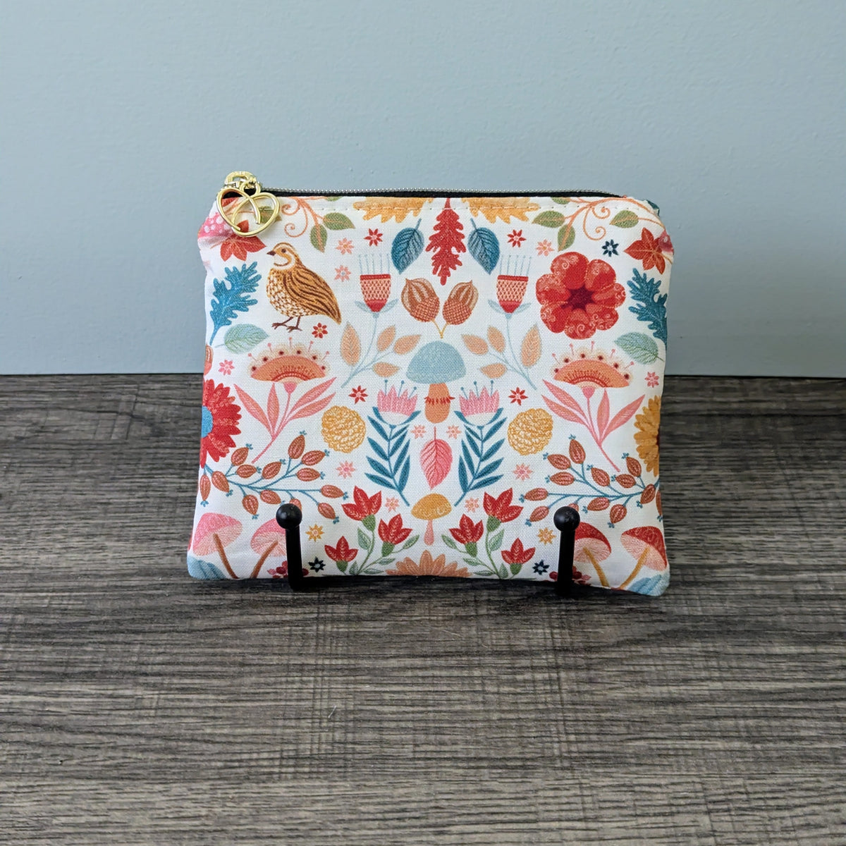 White Mushroom & Sunflower Card Pouch