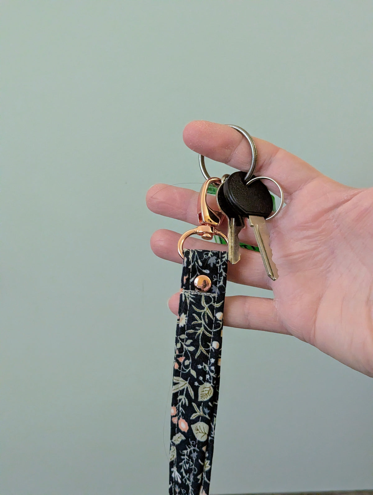 Navy Meadow Floral Keychain Wrist Lanyard