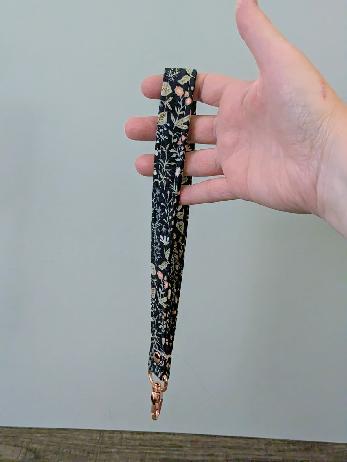 Navy Meadow Floral Keychain Wrist Lanyard