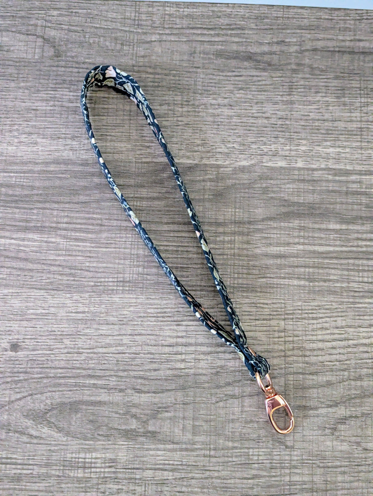 Navy Meadow Floral Keychain Wrist Lanyard