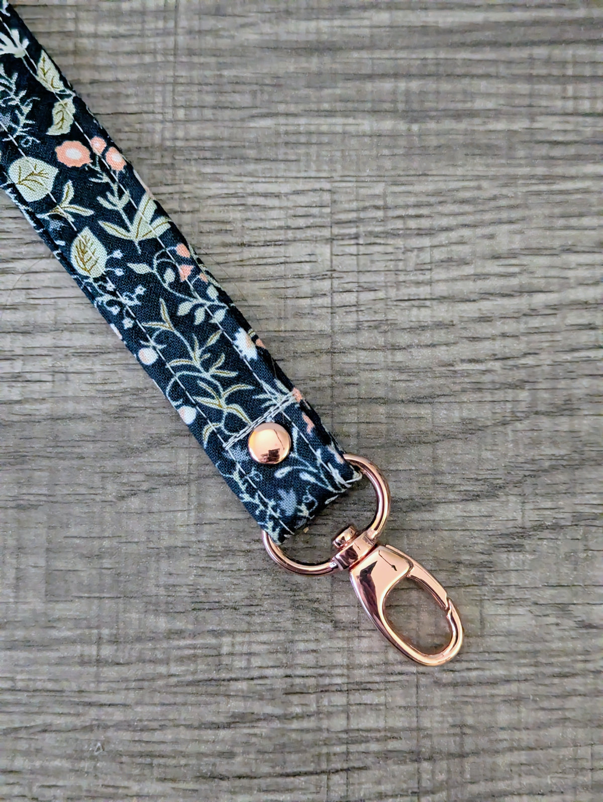 Navy Meadow Floral Keychain Wrist Lanyard