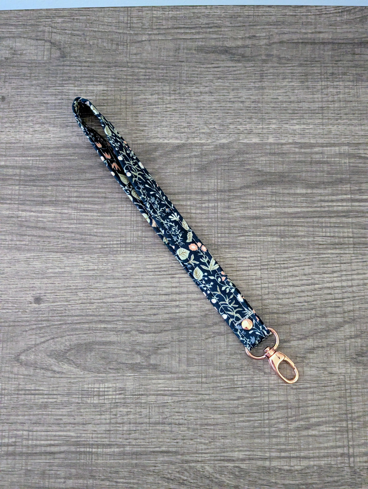 Navy Meadow Floral Keychain Wrist Lanyard