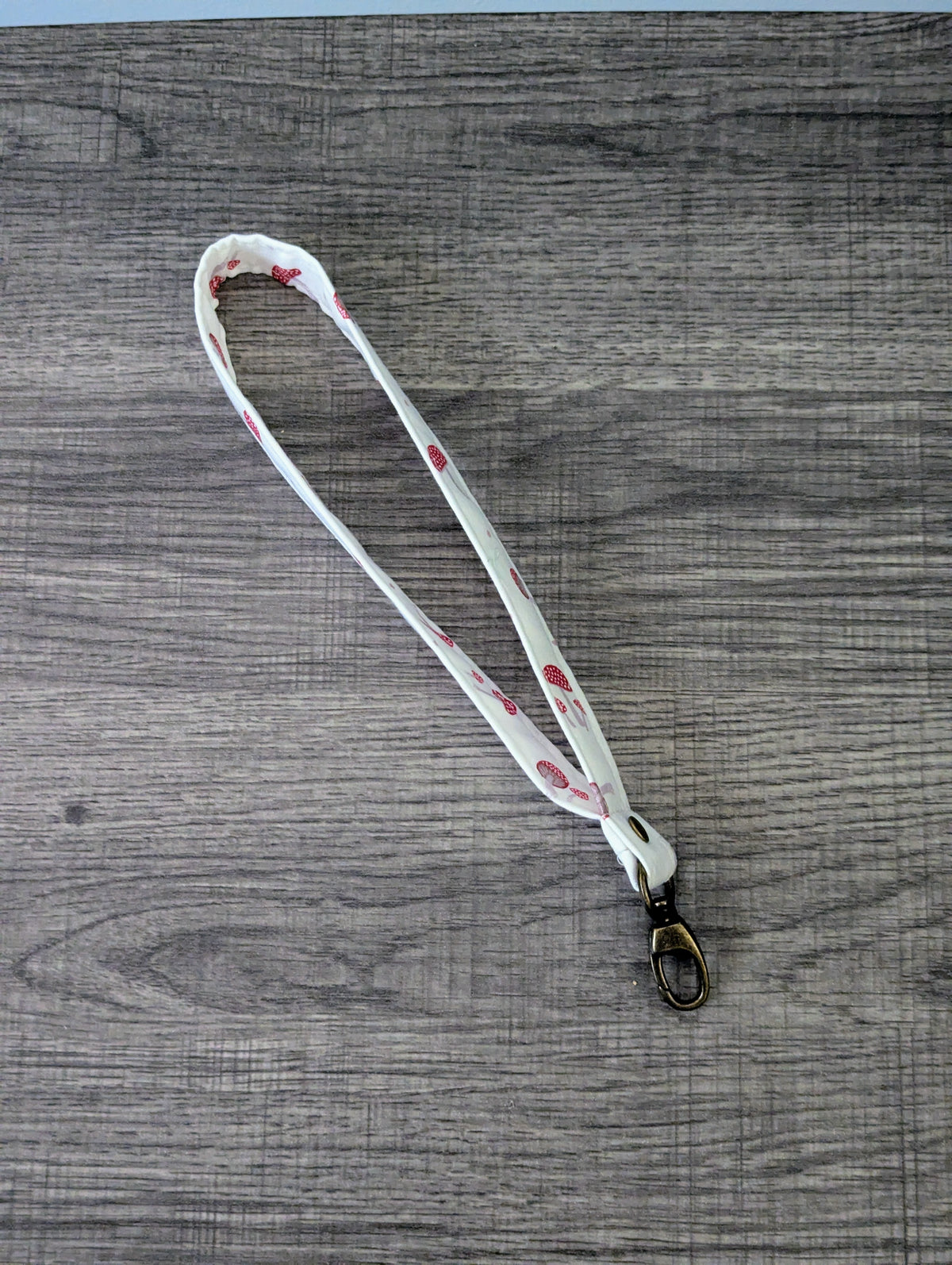 Cream Mushroom Keychain Wrist Lanyard