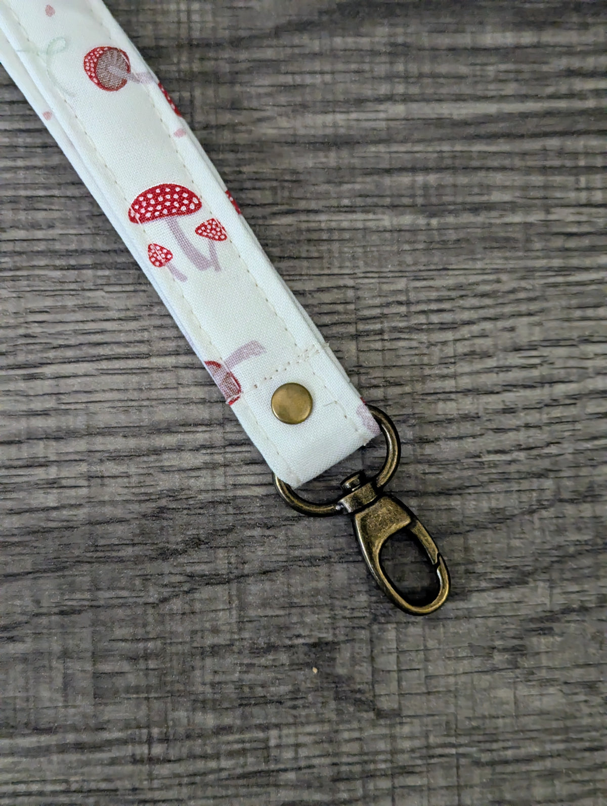 Cream Mushroom Keychain Wrist Lanyard