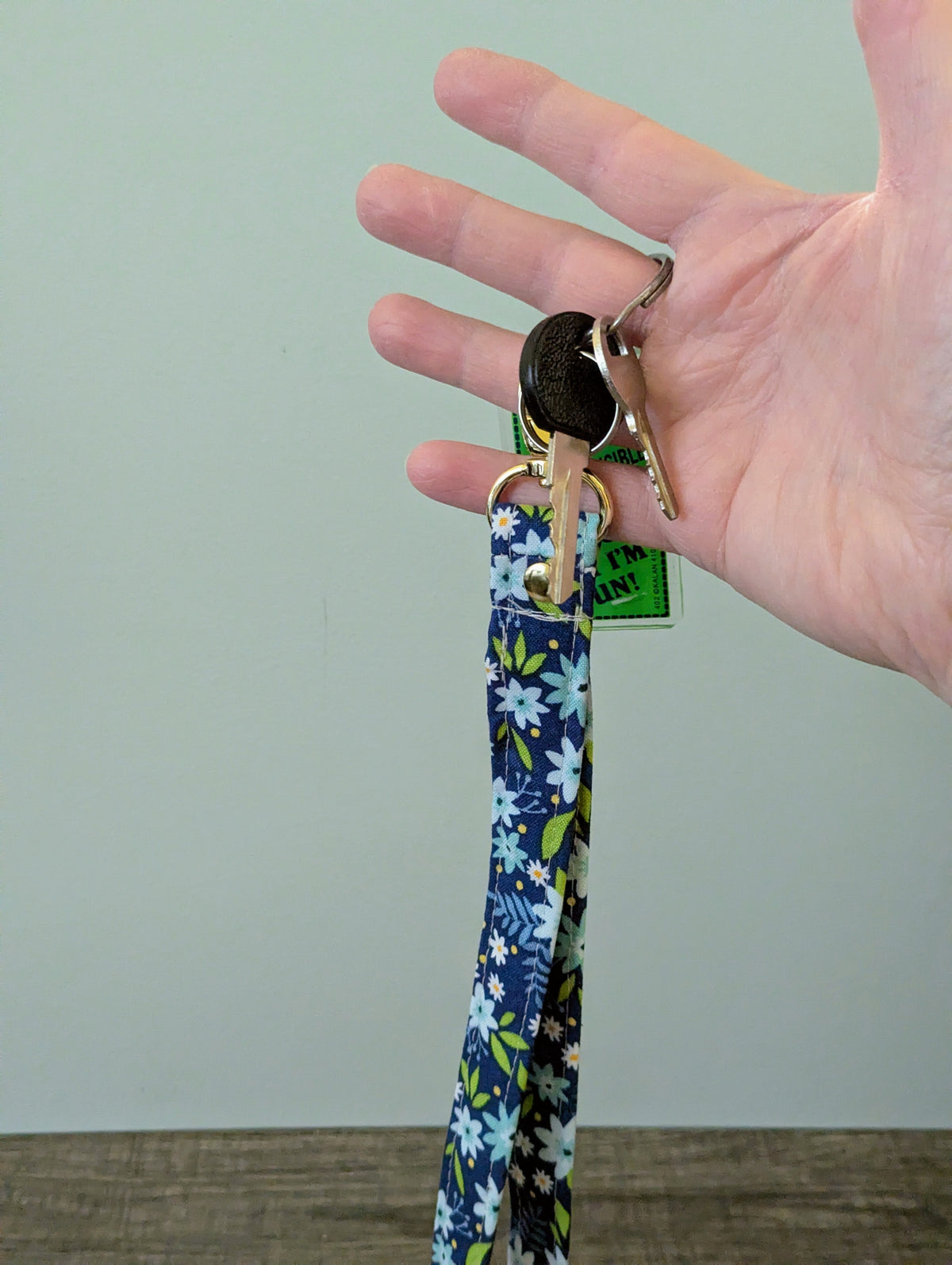 Indigo Primrose Floral Keychain Wrist Lanyard