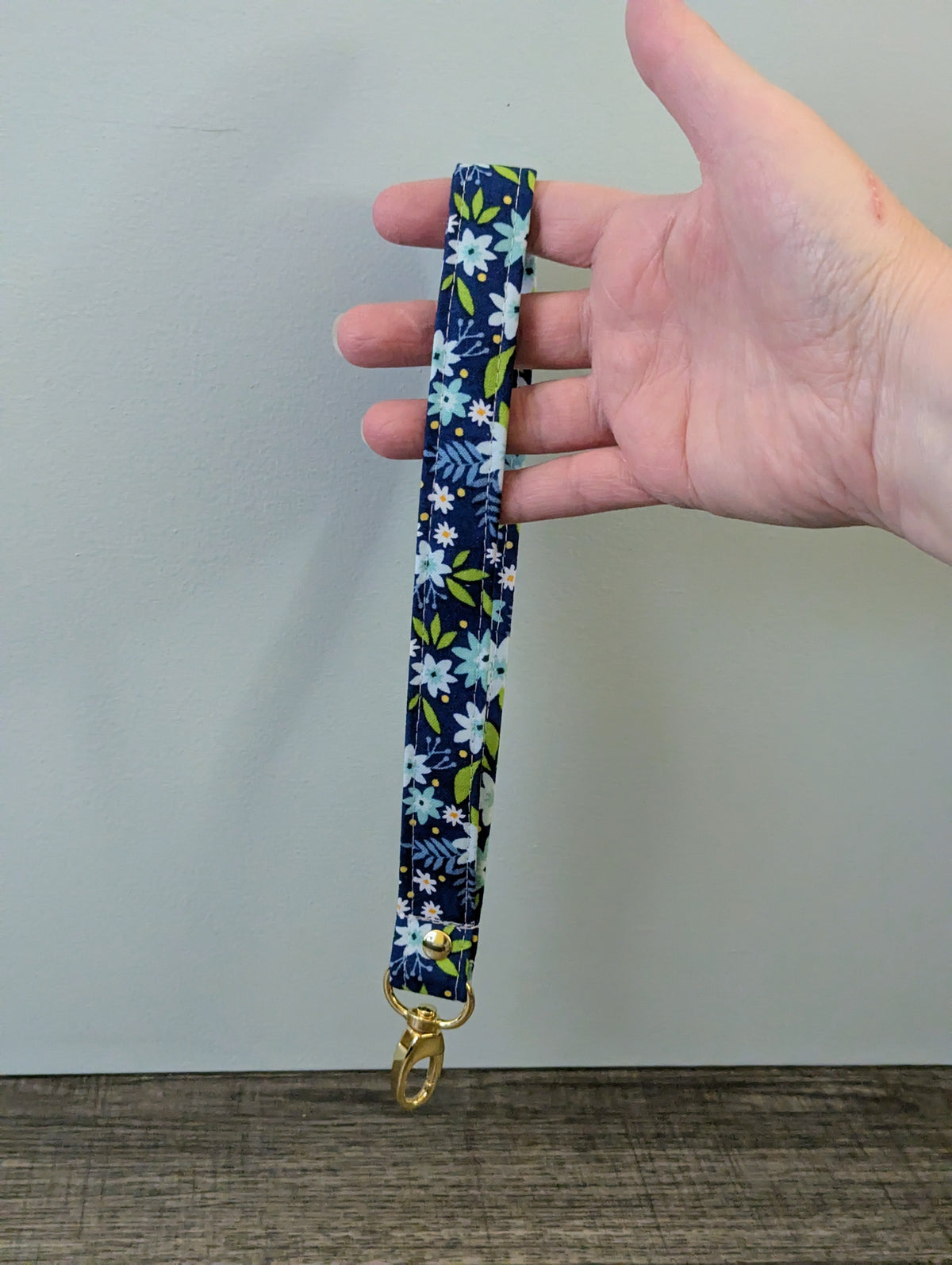Indigo Primrose Floral Keychain Wrist Lanyard