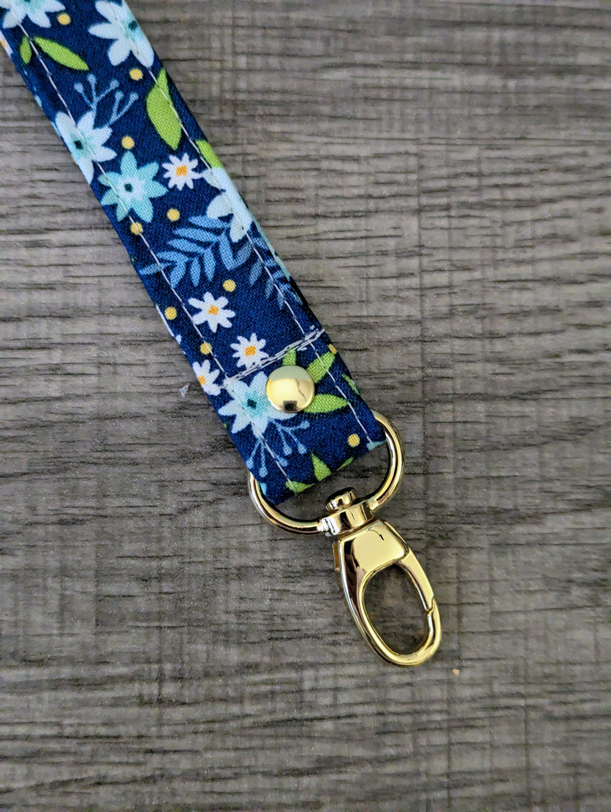 Indigo Primrose Floral Keychain Wrist Lanyard