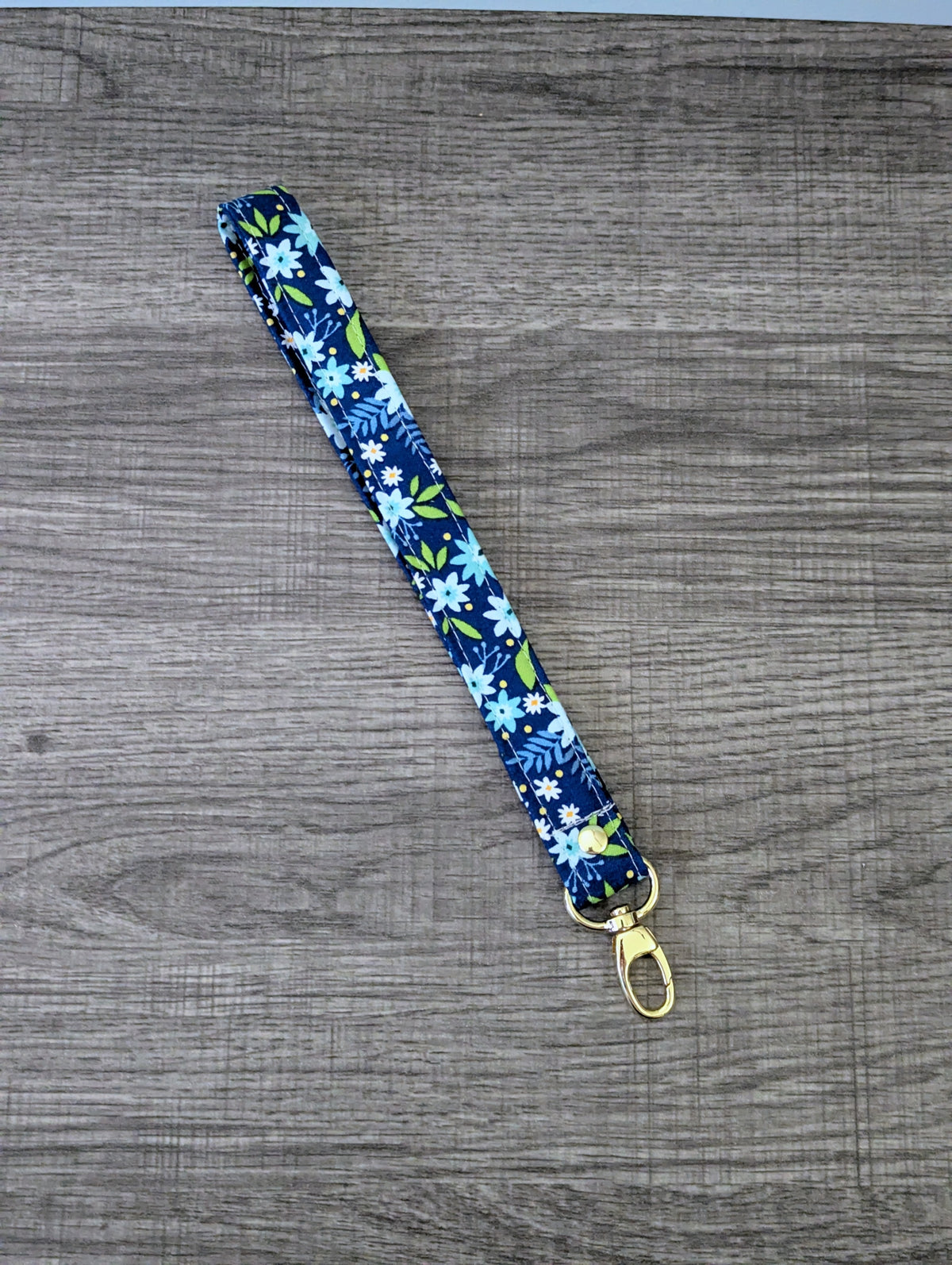 Indigo Primrose Floral Keychain Wrist Lanyard
