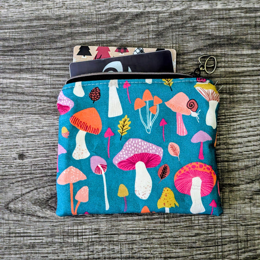 Turquoise Mushroom Card Pouch