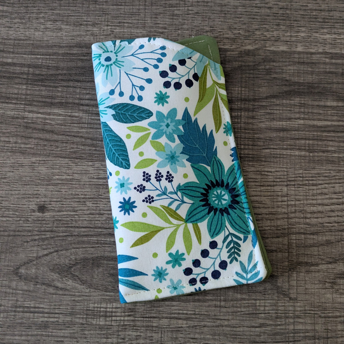 Blue Green Wildflower Eyeglass Pouch