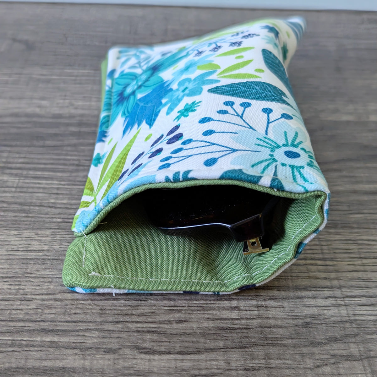 Blue Green Wildflower Eyeglass Pouch