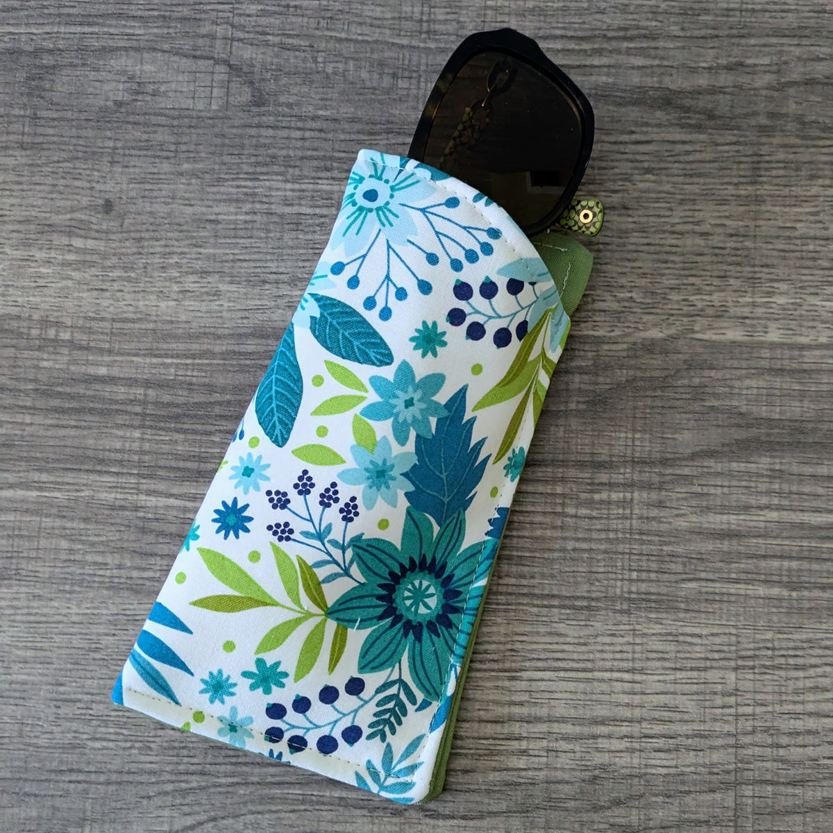 Blue Green Wildflower Eyeglass Pouch