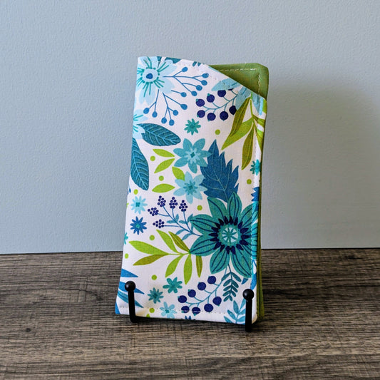 Blue Green Wildflower Eyeglass Pouch