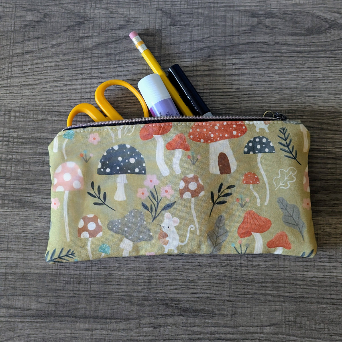 Mushroom Cotton Zipper Pouch