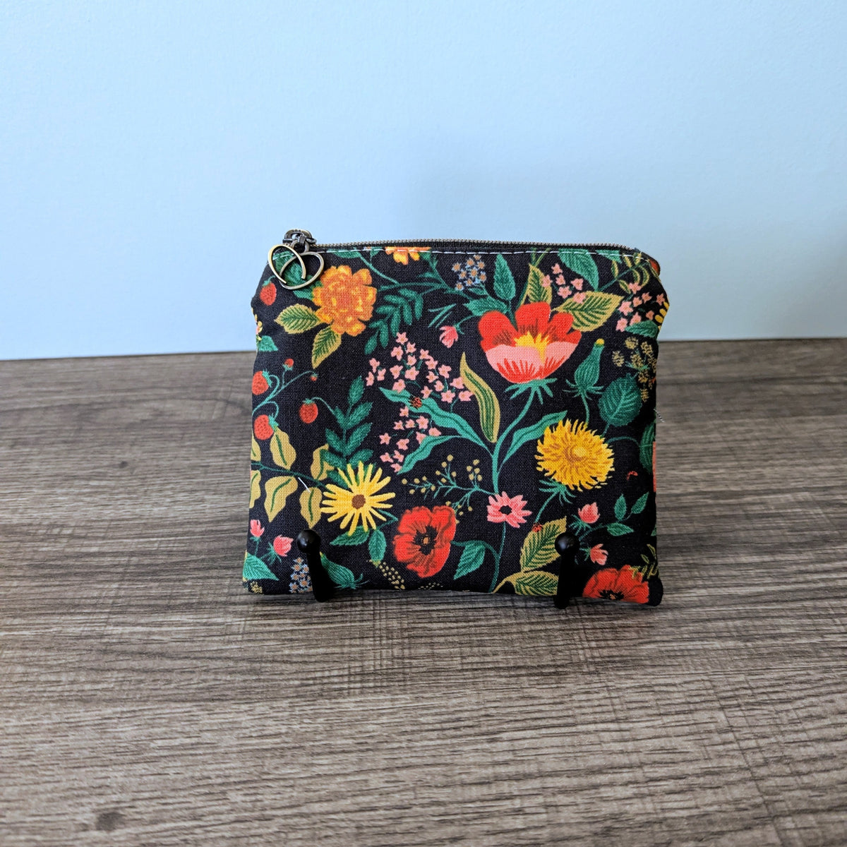 Black Poppy Floral Card Pouch