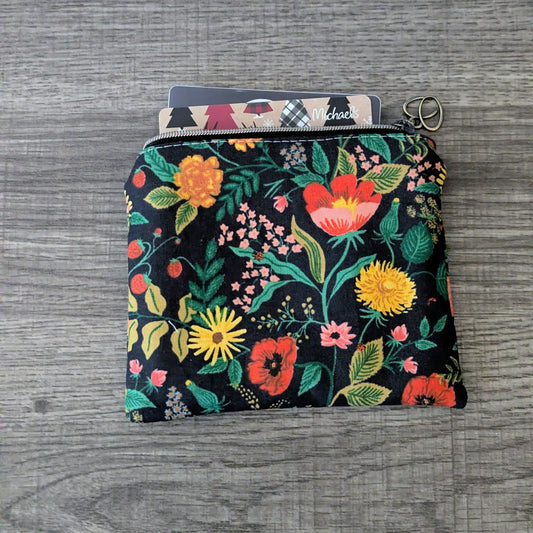 Black Poppy Floral Card Pouch
