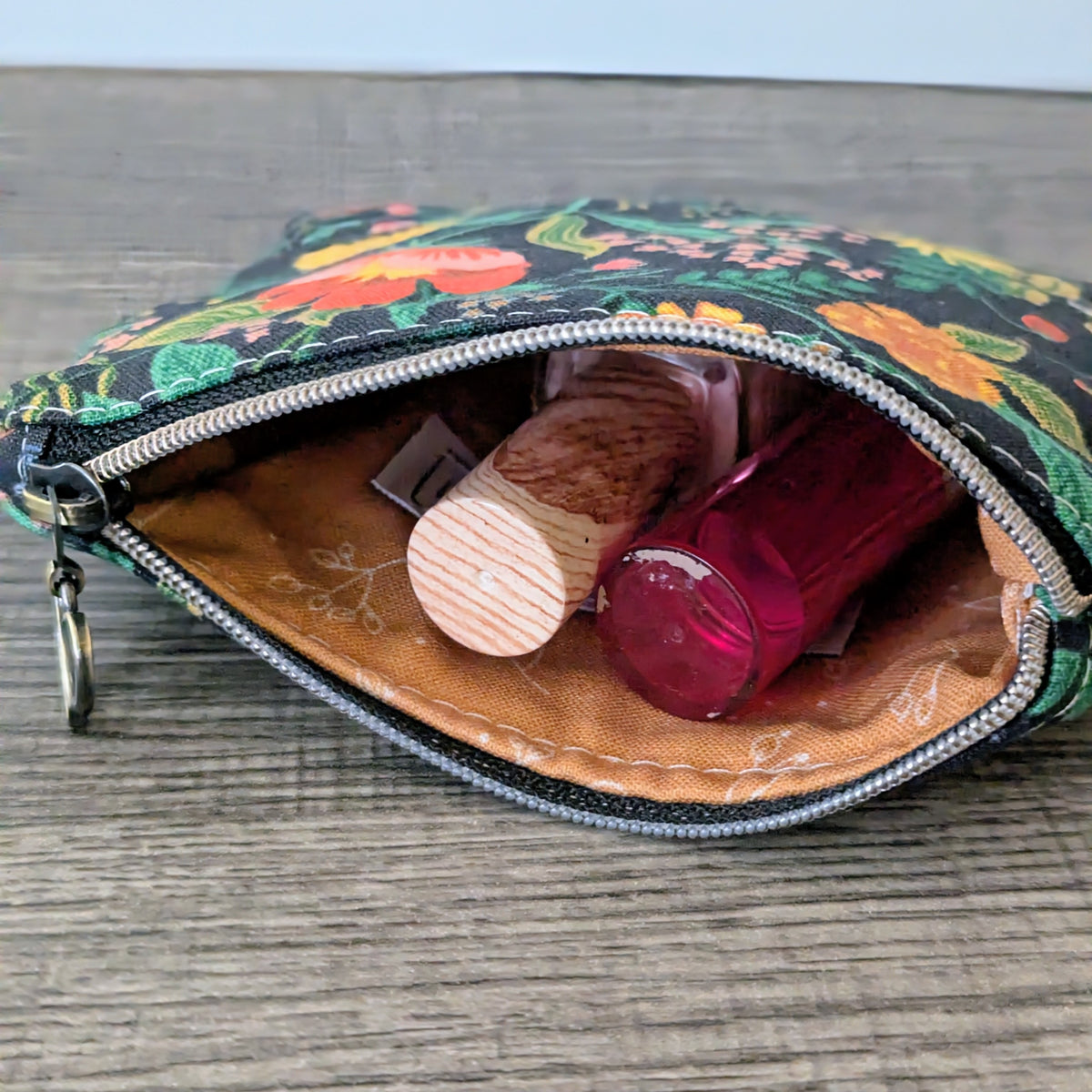Black Poppy Floral Card Pouch