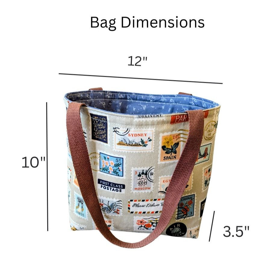 Small Postage Stamp Canvas Tote Bag