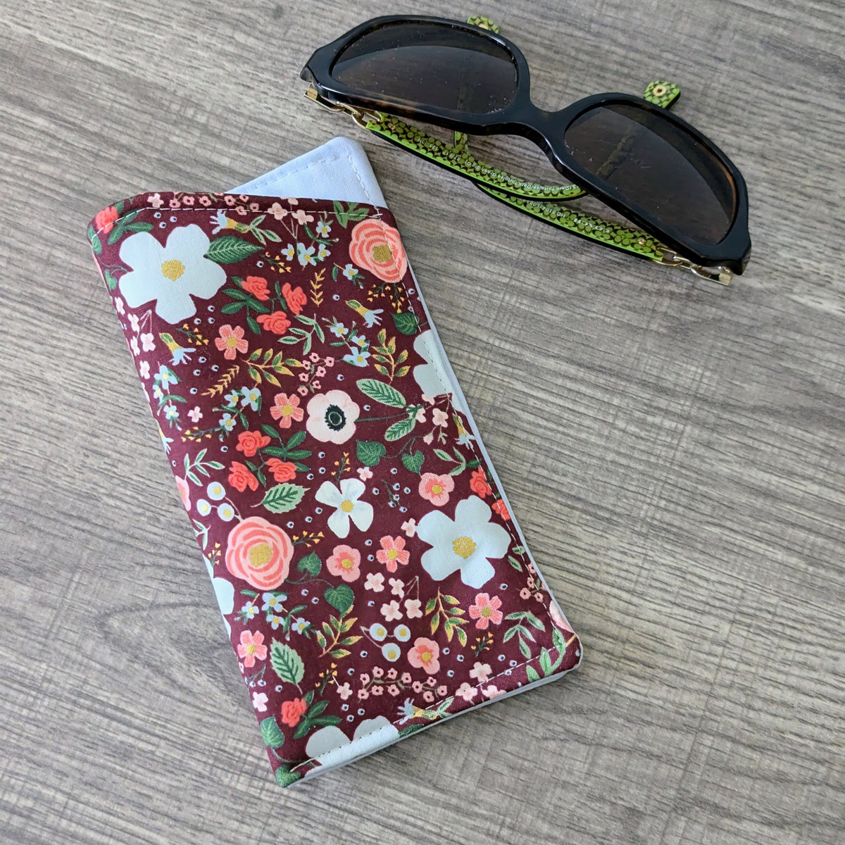 Wild Rose Floral Eyeglass Case
