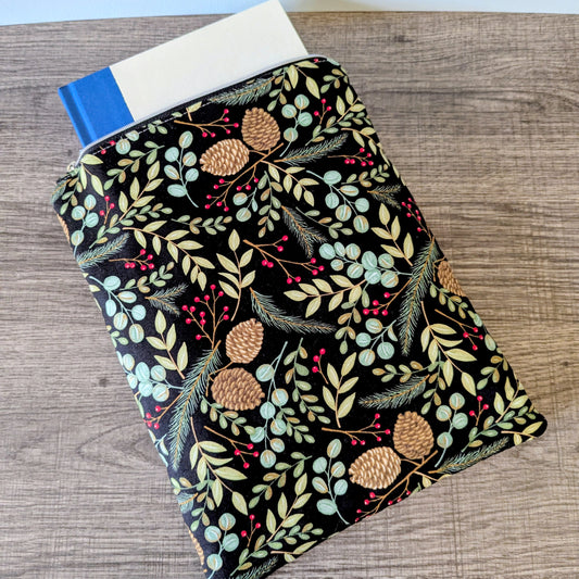 Black Winter Foliage Cotton Book Sleeve