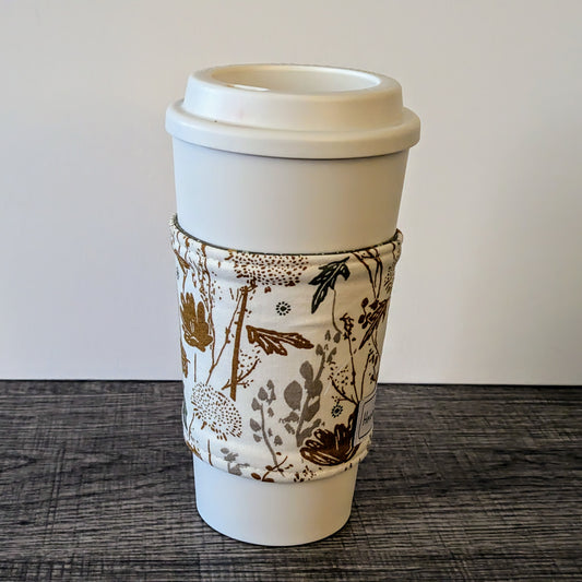 Cream Floral Cup Cozy