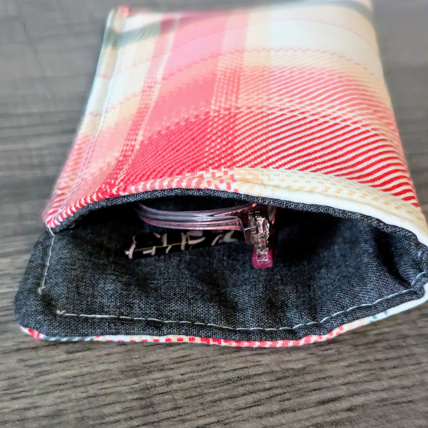 Pink Plaid Eyeglass Pouch