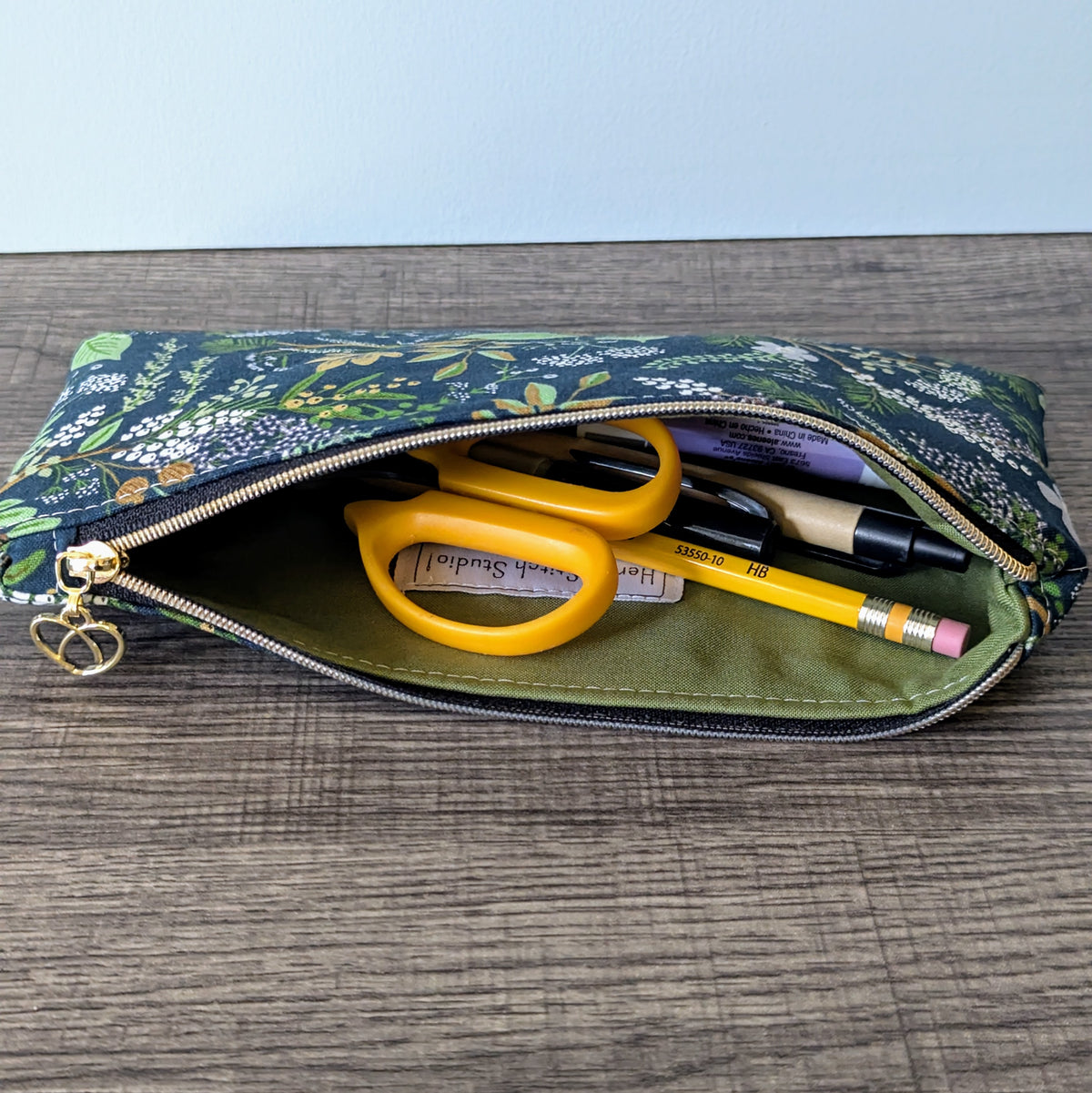 Juniper Green Cotton Zipper Pouch