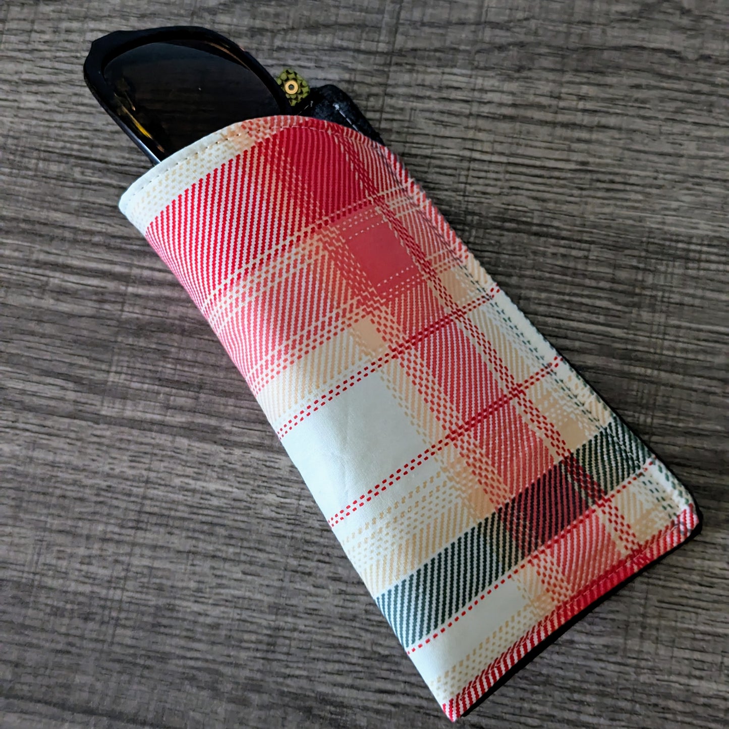 Pink Plaid Eyeglass Pouch