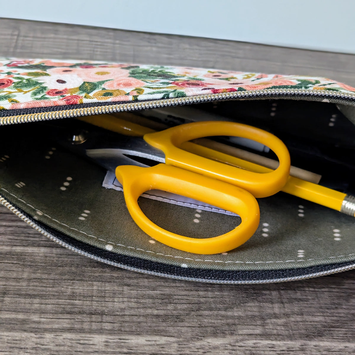 Garden Party Rose Cotton Zipper Pouch