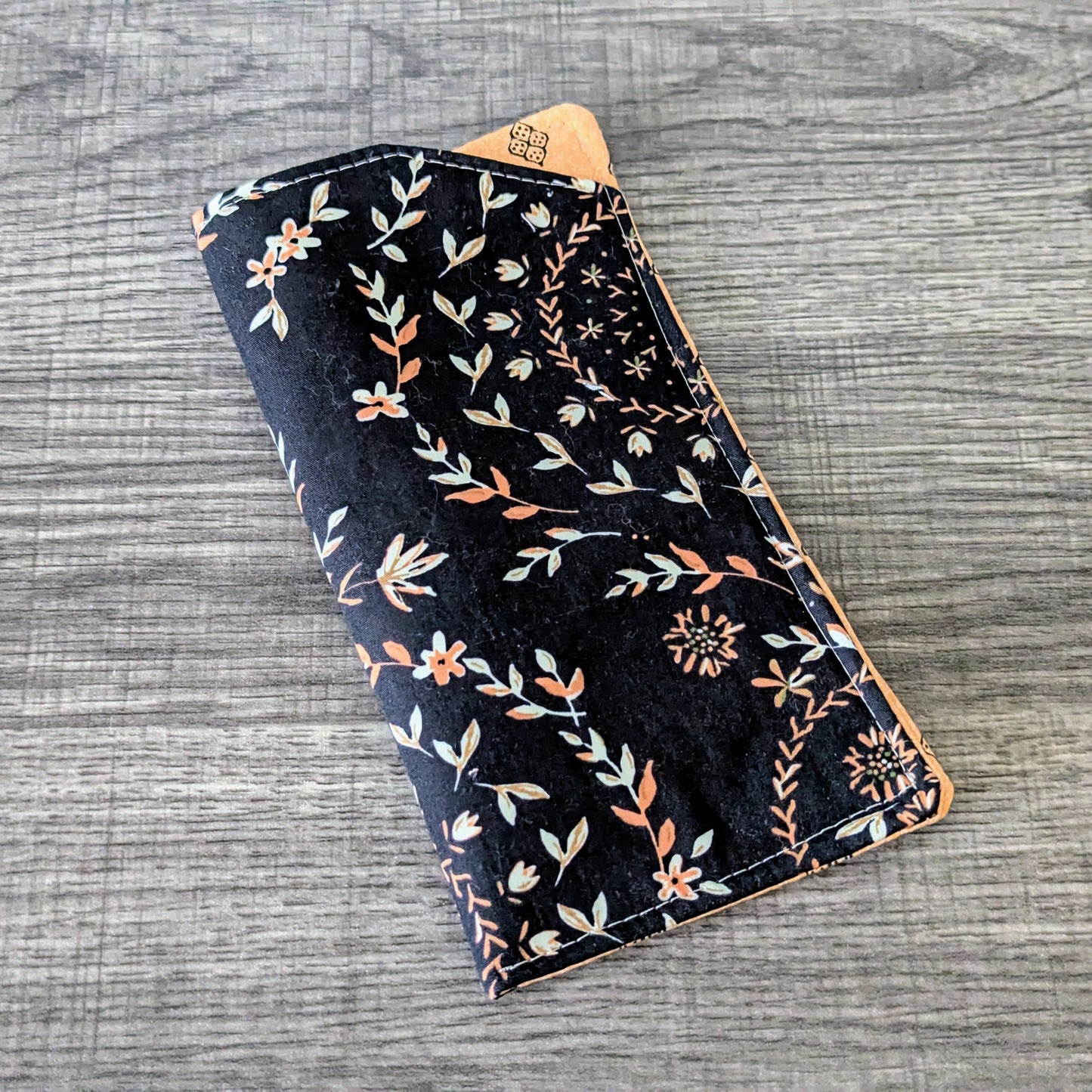 Black Floral Floral Eyeglass Pouch