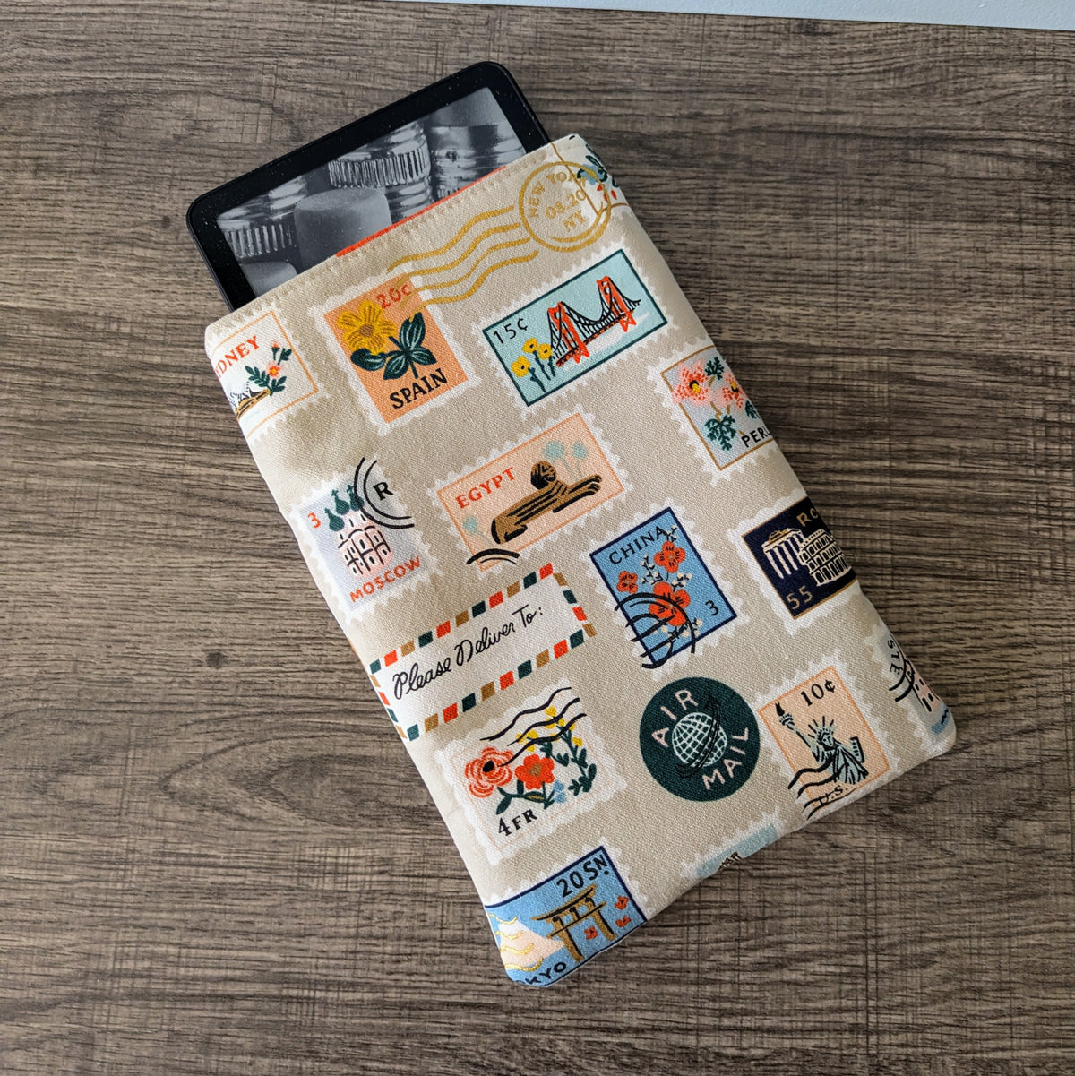 Postage Stamp Canvas Book Sleeve