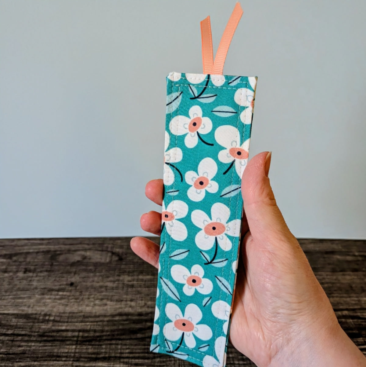 Turquoise Daisy Floral Cotton Bookmark