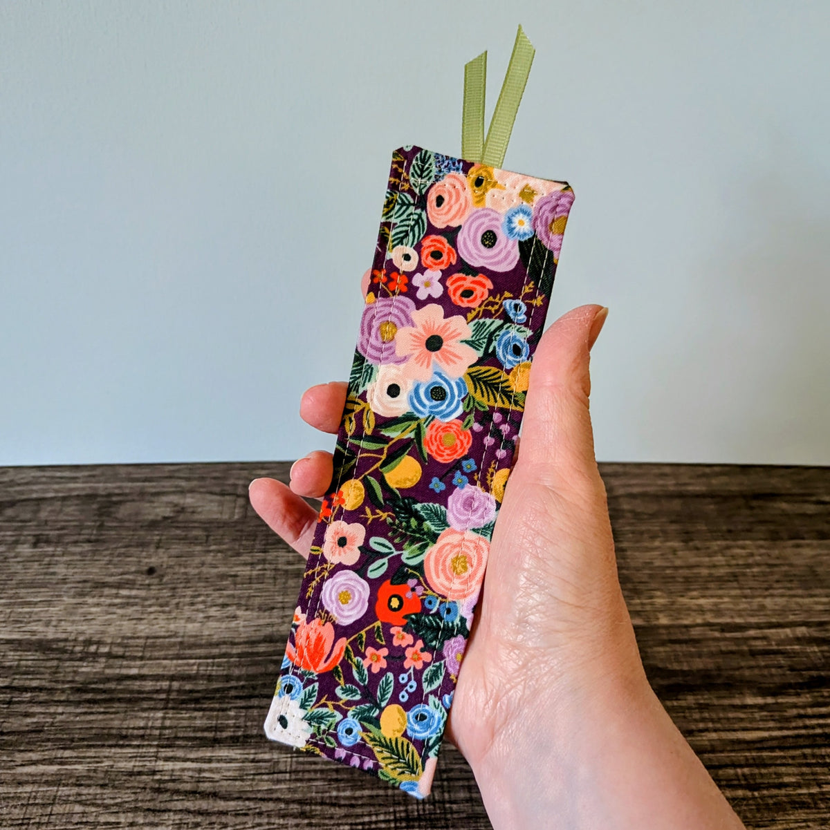 Burgundy Floral Cotton Bookmark