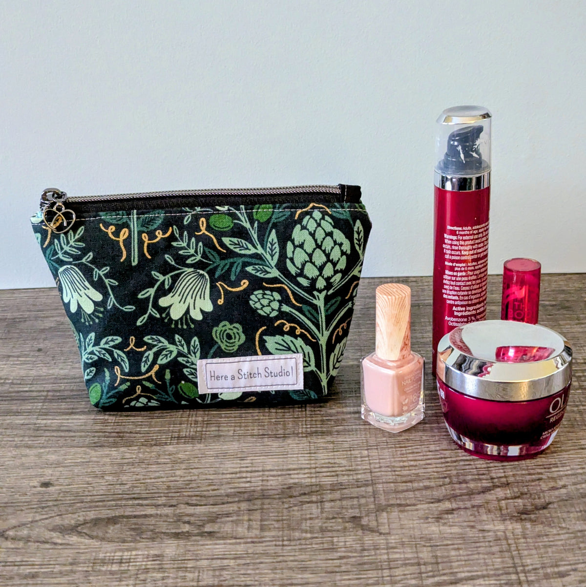 Hunter Green Canvas Zipper Pouch
