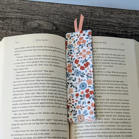 White Floral Cotton Bookmark