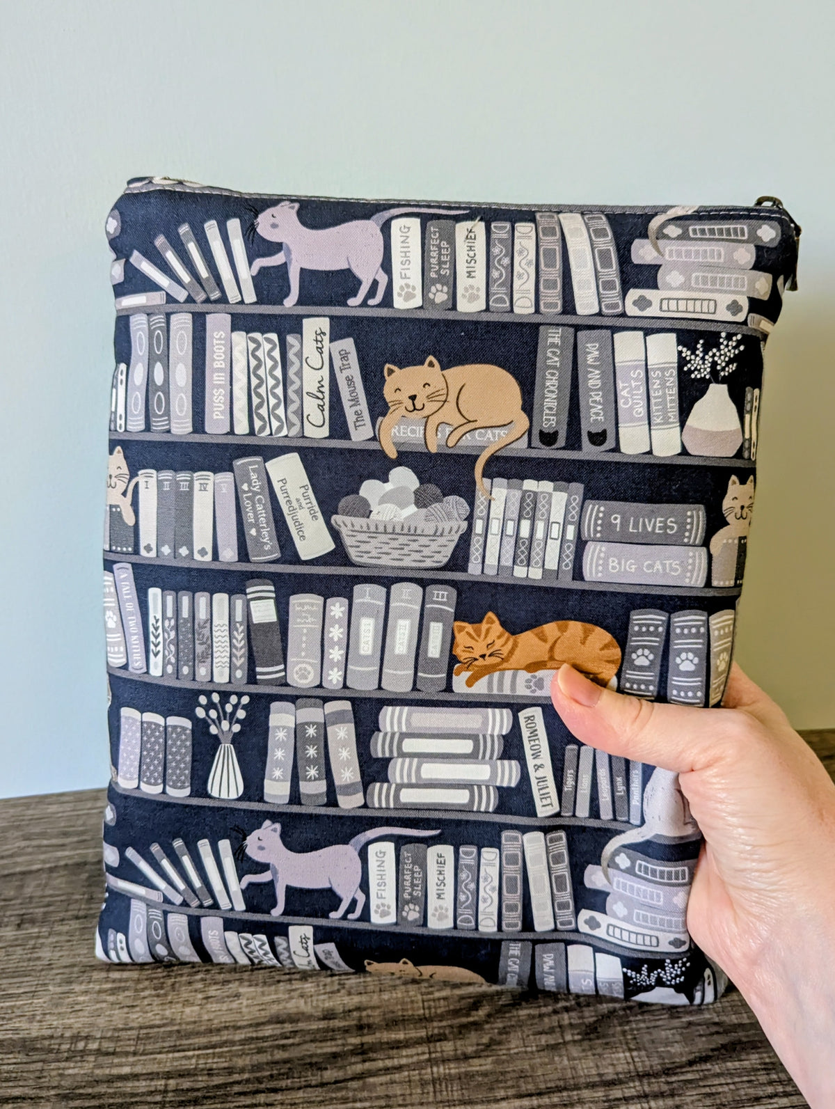 Bookshelf Cats Cotton Book Sleeve