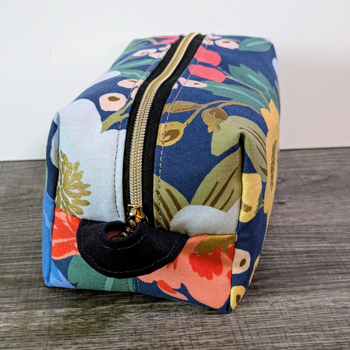 Blue Floral Canvas Boxy Bag