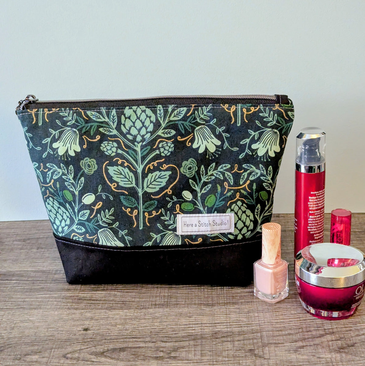 Hunter Green Canvas Zipper Pouch